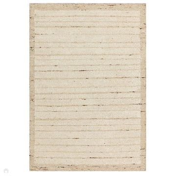 Napa Ladder Modern Plain Subtle Stripe Border Organic Hand-Woven Textured Wool Loop Pile Natural Beige/Sandstone Rug-Asiatic Carpets-Rug Love - The Most Loved Rug Store